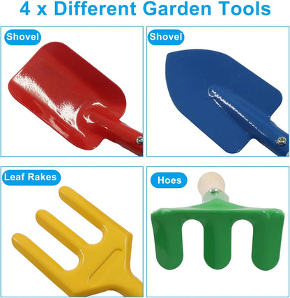 4 Pack Metal Garden Tool Set, Mini Colorful Beach Tool for Kids