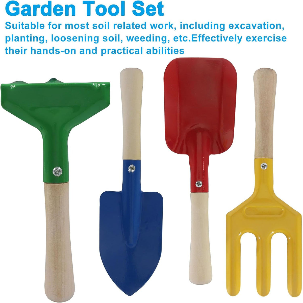 4 Pack Metal Garden Tool Set, Mini Colorful Beach Tool for Kids