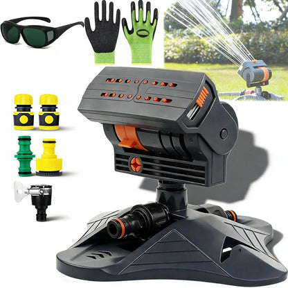 2026 New Adjustable Oscillating Sprinkler Wide Coverage, 16-Nozzle Oscillating Sprinkler, Lawn Sprinkler Oscillating, Mini Turbo Oscillating Water Sprinkler (Black, with a Set nozzles)