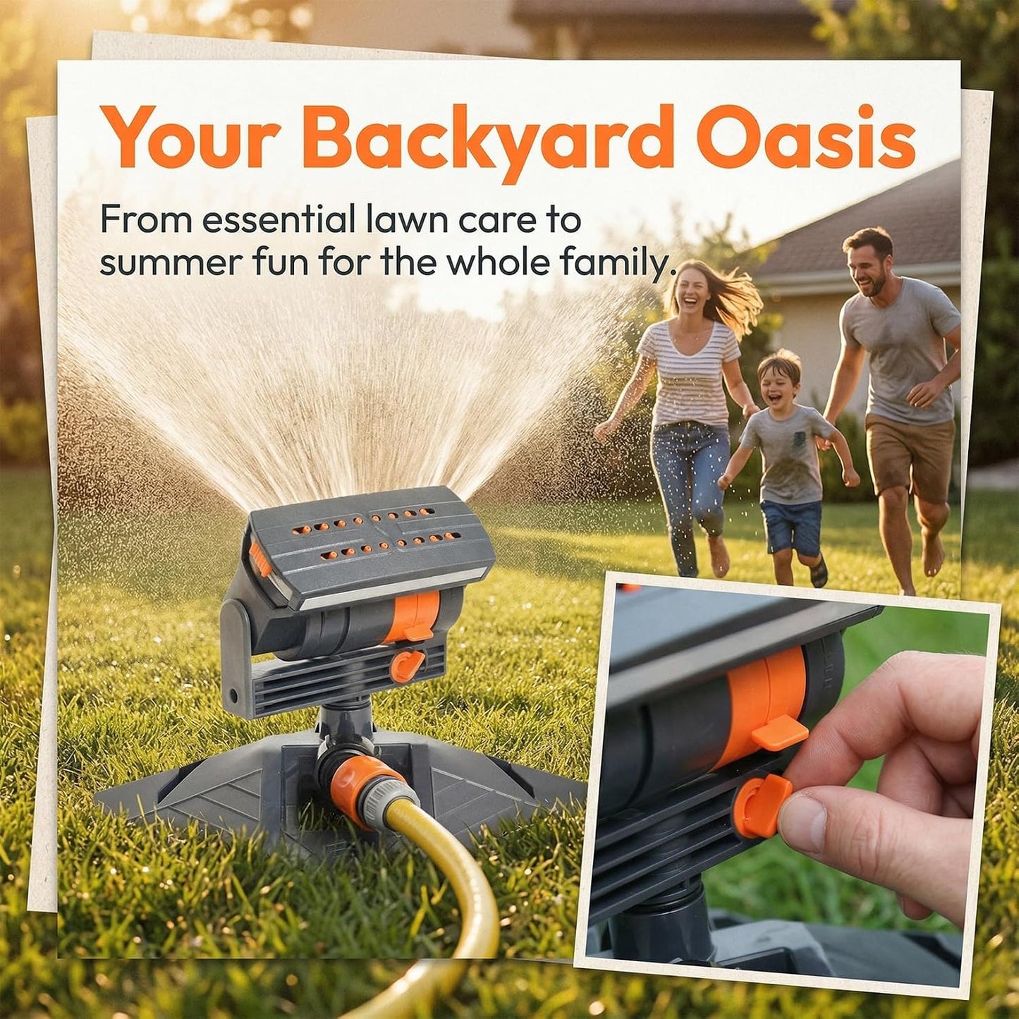 2026 New Adjustable Oscillating Sprinkler Wide Coverage, 16-Nozzle Oscillating Sprinkler, Lawn Sprinkler Oscillating, Mini Turbo Oscillating Water Sprinkler (Black, with a Set nozzles)
