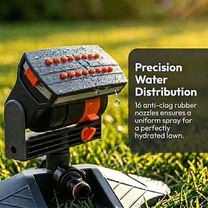 2026 New Adjustable Oscillating Sprinkler Wide Coverage, 16-Nozzle Oscillating Sprinkler, Lawn Sprinkler Oscillating, Mini Turbo Oscillating Water Sprinkler (Black, with a Set nozzles)