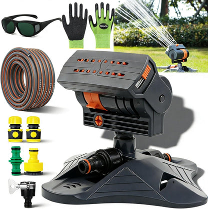 2026 New Adjustable Oscillating Sprinkler Wide Coverage, 16-Nozzle Oscillating Sprinkler, Lawn Sprinkler Oscillating, Mini Turbo Oscillating Water Sprinkler (Black, with a Set nozzles)