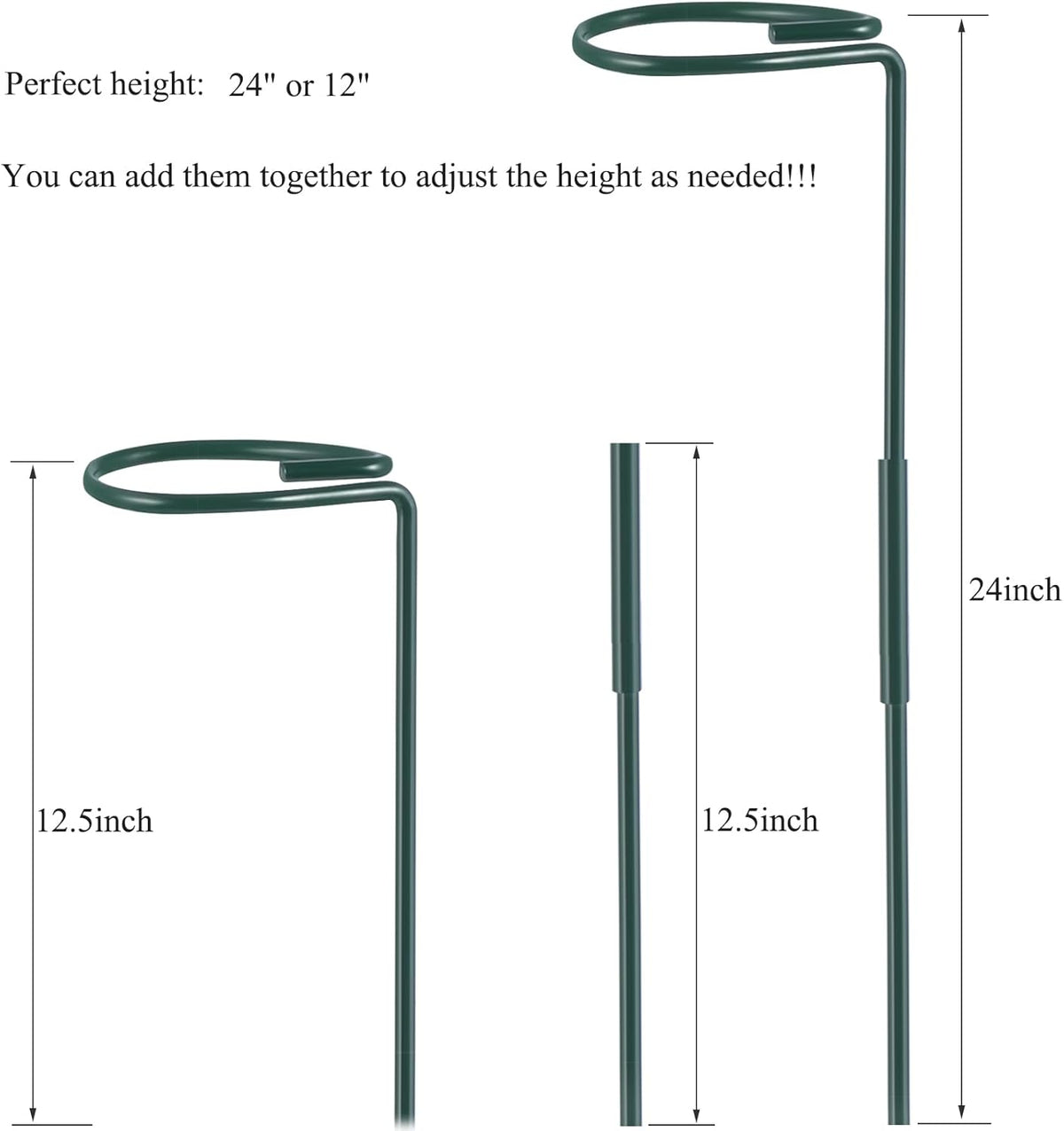 Plant Stake Support, Adjustable Height 12" or 24" for Garden Support Stake
