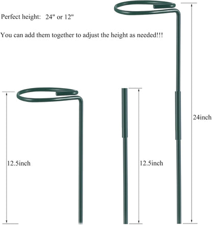 Plant Stake Support, Adjustable Height 12" or 24" for Garden Support Stake