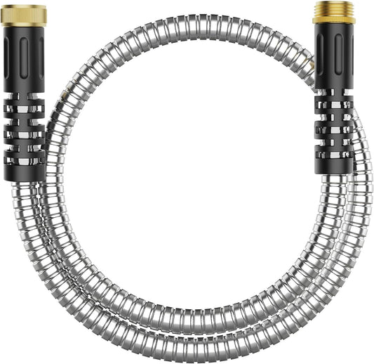 3ft Short Garden Hose, Stainless Steel Small Hose Extension Adapter with Female to Male Fitting Extender for Hose Reel/RV Flexible, Lightweight & Heavy Duty Water Pipe