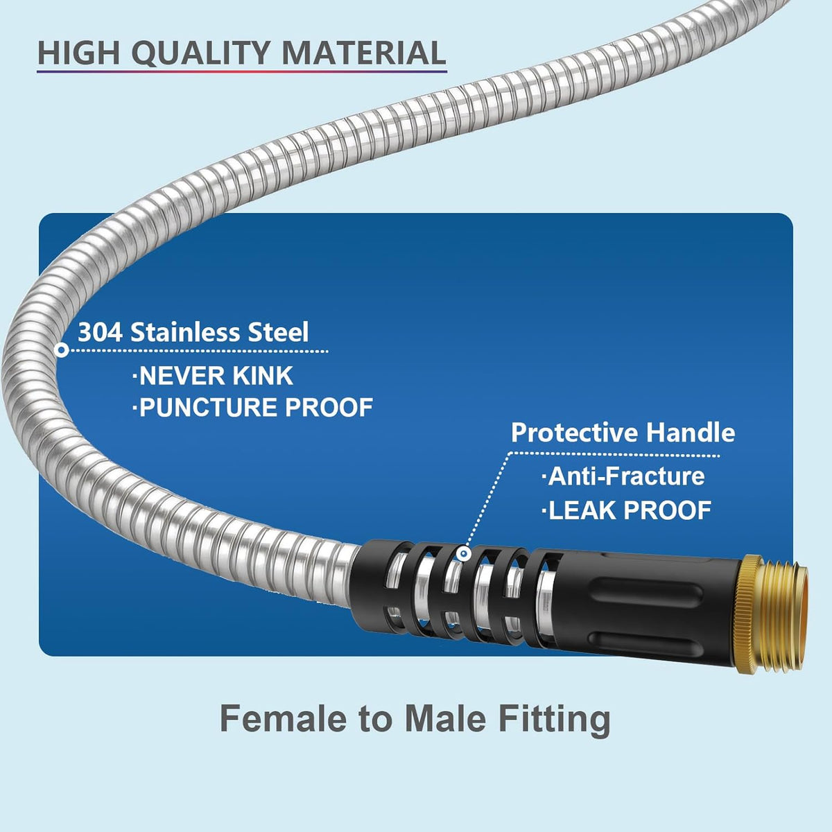 3ft Short Garden Hose, Stainless Steel Small Hose Extension Adapter with Female to Male Fitting Extender for Hose Reel/RV Flexible, Lightweight & Heavy Duty Water Pipe