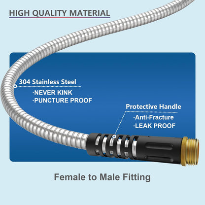 3ft Short Garden Hose, Stainless Steel Small Hose Extension Adapter with Female to Male Fitting Extender for Hose Reel/RV Flexible, Lightweight & Heavy Duty Water Pipe