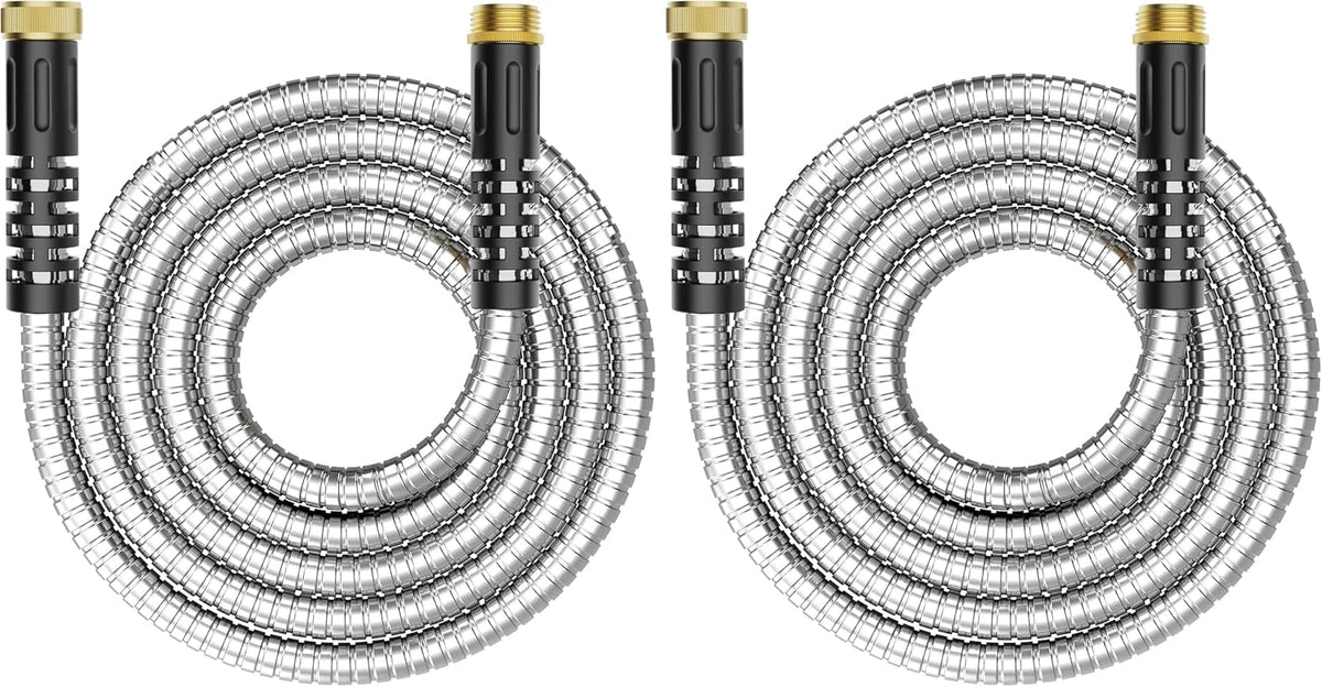 3ft Short Garden Hose, Stainless Steel Small Hose Extension Adapter with Female to Male Fitting Extender for Hose Reel/RV Flexible, Lightweight & Heavy Duty Water Pipe