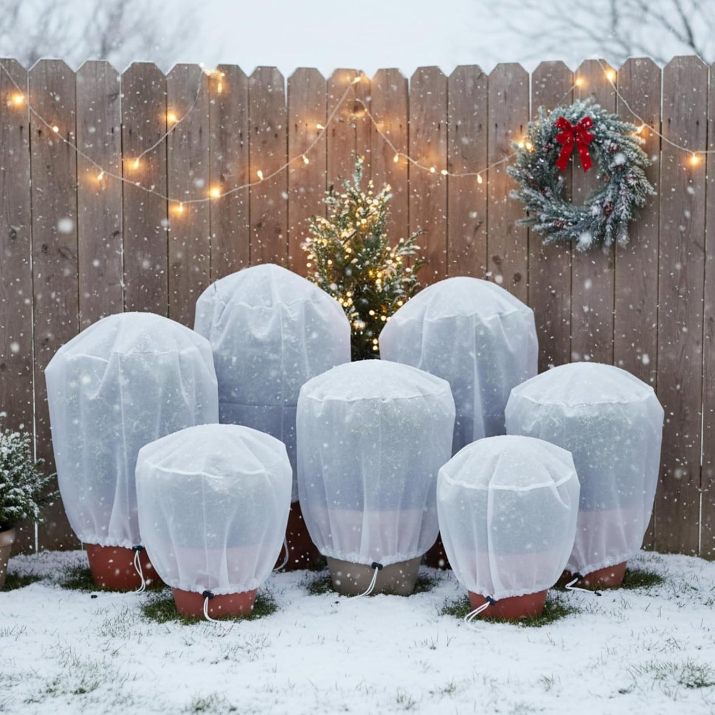 7 Pcs Plant Covers Freeze Protection, Row Cover & Tree Covers Winter
