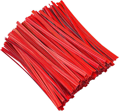 1000 Pcs 5" Red Twist Ties, Plant Ties Cable Ties Reusable Bread Ties for Party Cello Candy Coffee Treat Bags Cake Pops