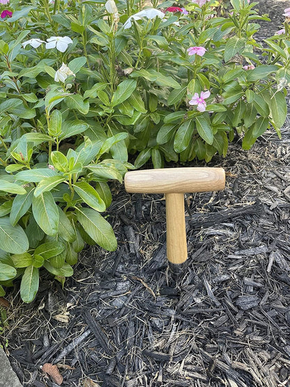 Steel Dibber Planter Tool for Planting Seeds & Bulbs - High Carbon Steel & Comfortable Wood Carved Handle - for Consistent Planting Flowers Tulips, Daffodils, Dahlias