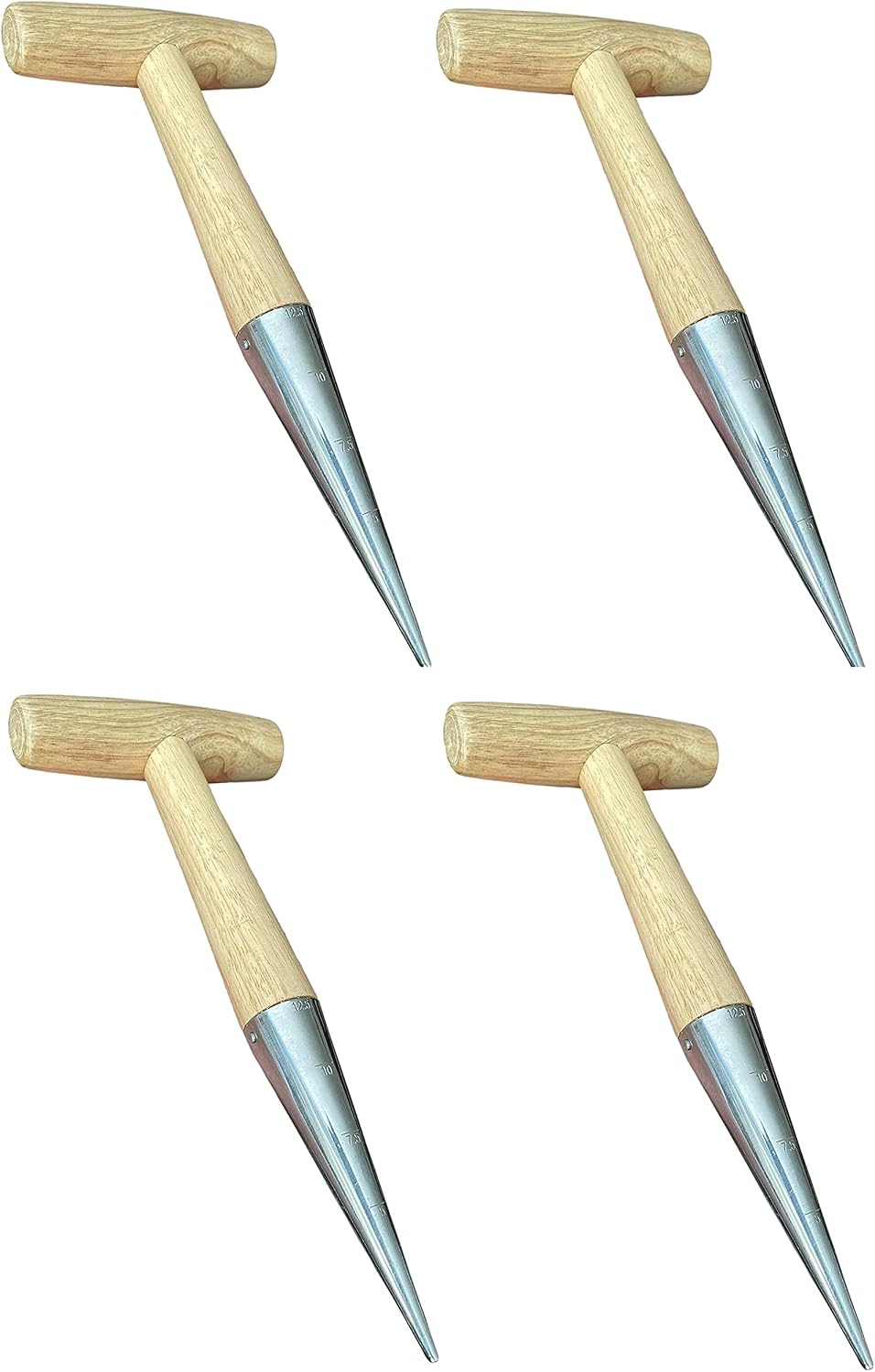 Steel Dibber Planter Tool for Planting Seeds & Bulbs - High Carbon Steel & Comfortable Wood Carved Handle - for Consistent Planting Flowers Tulips, Daffodils, Dahlias