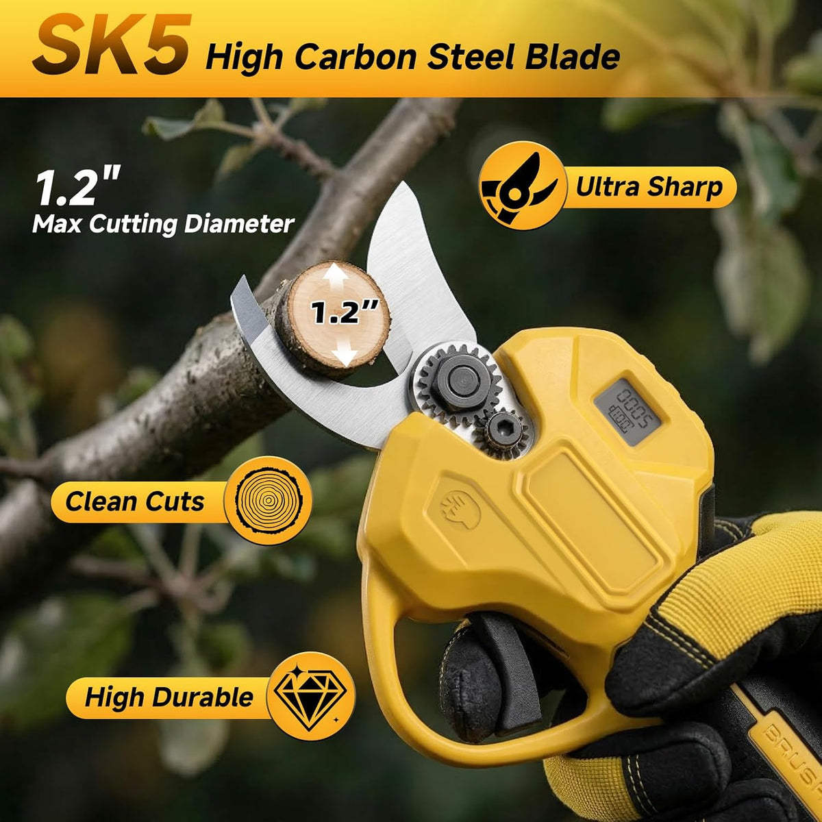 2-in-1 Cordless Pruning Shears with Extension Pole for Dewalt 20V Max