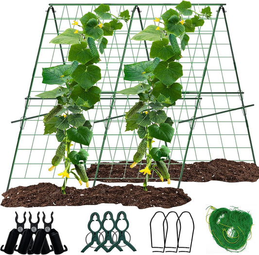 Cucumber Trellis for Raised Bed, 47" H*47" W Garden Trellis for Climbing Plants Outdoor,Metal Trellises Gardening Supplies,A Frame Plant Support Frame for Cucumber, Flower, Tomato, Grape