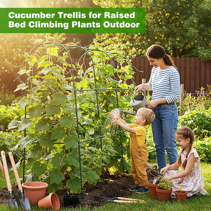 2 Pack Garden Cucumber Trellis for Climbing Plants Outdoor 48 x 48 Inch U Shape Cucumber Trellis for Raised Bed Metal Arch for Vegetables Tomato Pea Bean