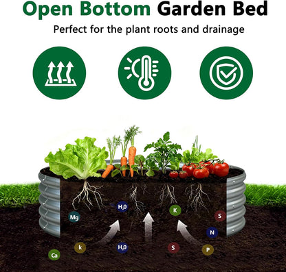2 Pack Galvanized Raised Garden Bed Metal Round Raised Garden Beds Outdoor Planter Box for Vegetables (4FT, Silver)