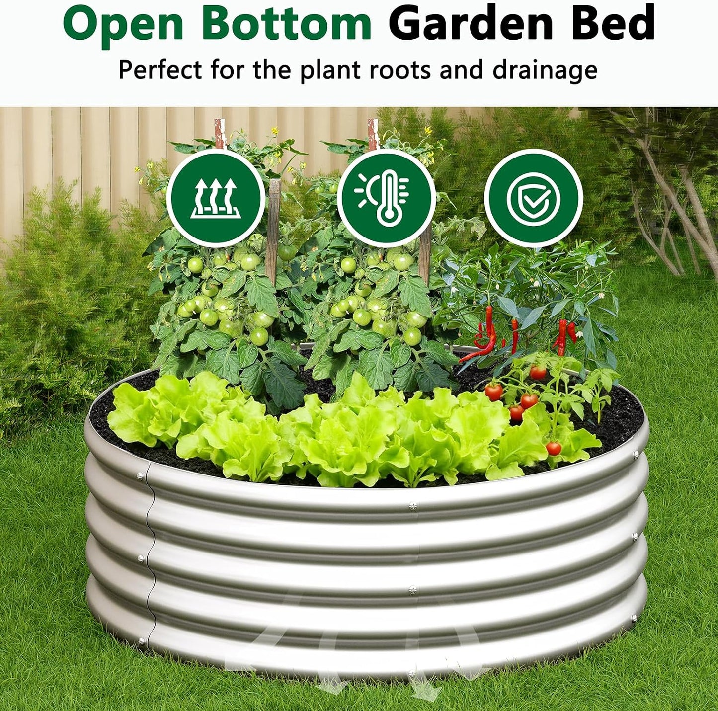 2 Pack Galvanized Raised Garden Bed Metal Round Raised Garden Beds Outdoor Planter Box for Vegetables (4FT, Silver)