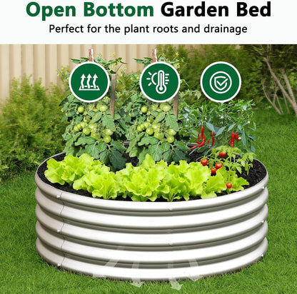 2 Pack Galvanized Raised Garden Bed Metal Round Raised Garden Beds Outdoor Planter Box for Vegetables (4FT, Silver)