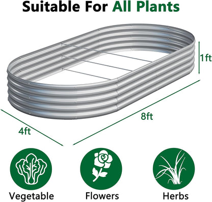 2 Pack Galvanized Raised Garden Bed Metal Round Raised Garden Beds Outdoor Planter Box for Vegetables (4FT, Silver)