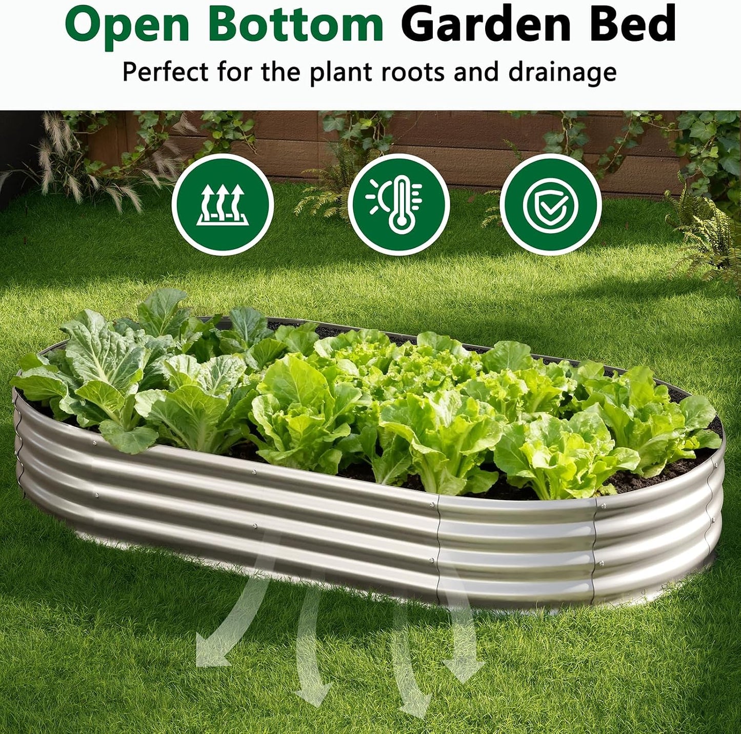 2 Pack Galvanized Raised Garden Bed Metal Round Raised Garden Beds Outdoor Planter Box for Vegetables (4FT, Silver)