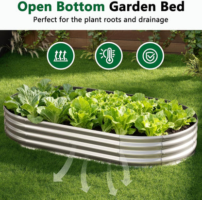 2 Pack Galvanized Raised Garden Bed Metal Round Raised Garden Beds Outdoor Planter Box for Vegetables (4FT, Silver)
