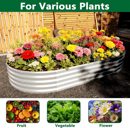 2 Pack Galvanized Raised Garden Bed Metal Round Raised Garden Beds Outdoor Planter Box for Vegetables (4FT, Silver)