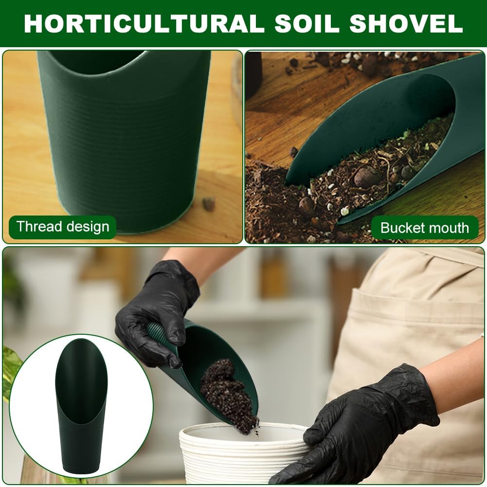 Garden Soil Scoop, 2-in-1 Multi-Function Plastic Spoon Soil Shovel Wear Resistant Digging Tool Cultivation Potting Scoop with Mini Scoop for Digging Up or Transporting