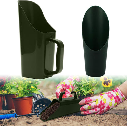 Garden Soil Scoop, 2-in-1 Multi-Function Plastic Spoon Soil Shovel Wear Resistant Digging Tool Cultivation Potting Scoop with Mini Scoop for Digging Up or Transporting