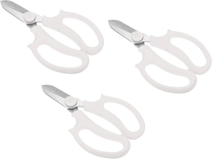 Floral Scissor, 3 Pcs Garden Scissors Floral Shears Gardening Pruning Shears Scissors with Comfort Grip Handle for Plants Trimming, White