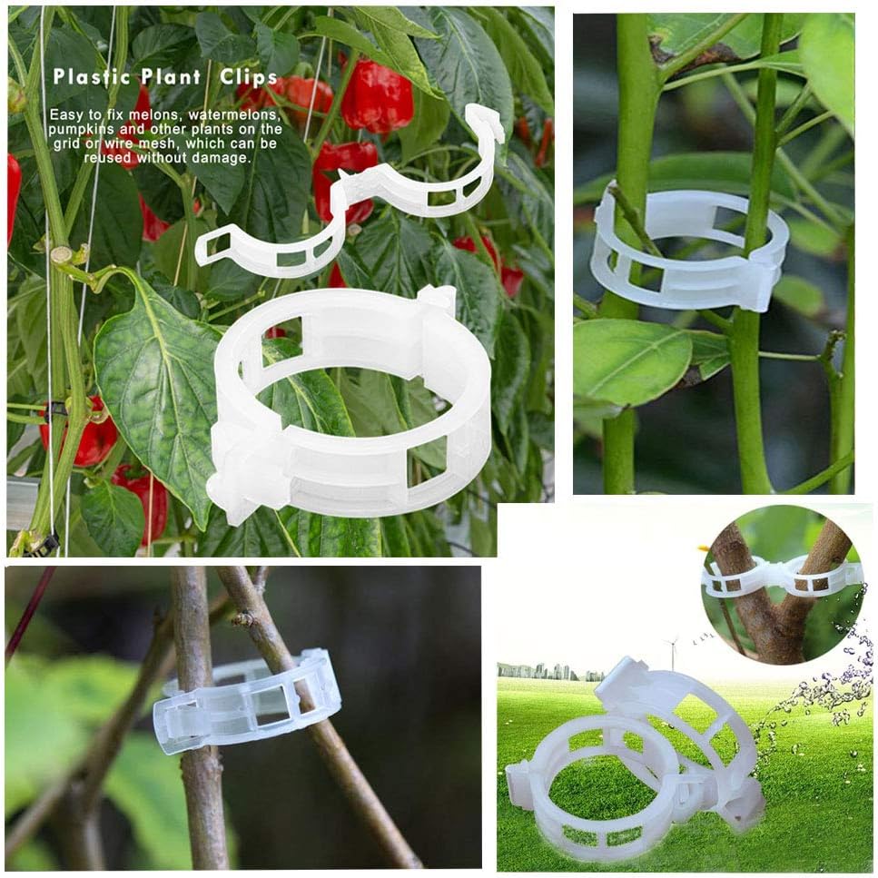 300 PCS Plant Support Garden Clips,Tomato Vine Clips,Durable Crop Clips in White for Flower Vine Twine Tomato Orchid to Grow Upright and Healthier
