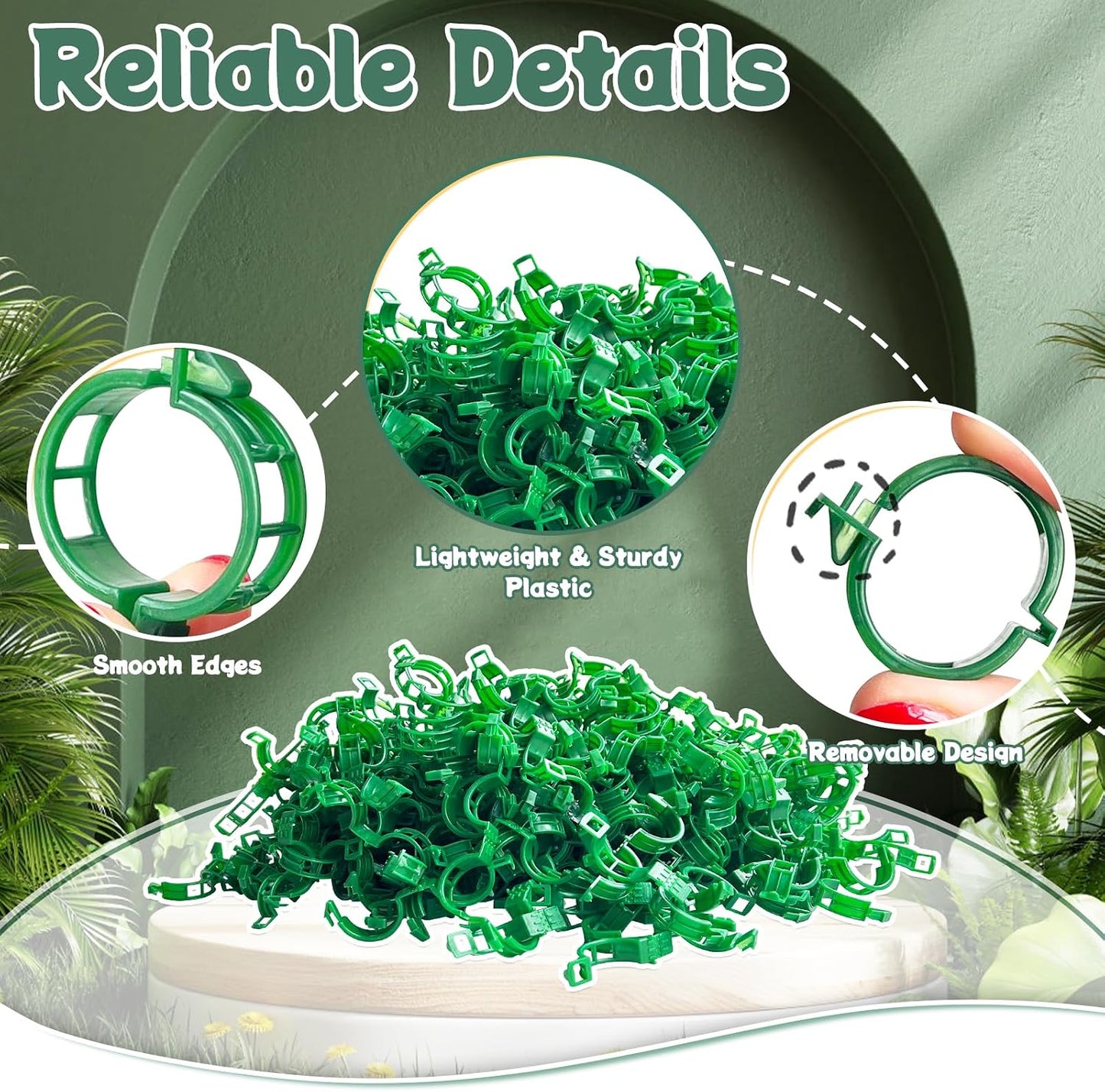 300 PCS Plant Support Garden Clips,Tomato Vine Clips,Durable Crop Clips in White for Flower Vine Twine Tomato Orchid to Grow Upright and Healthier