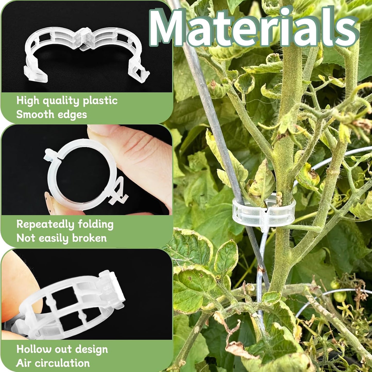 300 PCS Plant Support Garden Clips,Tomato Vine Clips,Durable Crop Clips in White for Flower Vine Twine Tomato Orchid to Grow Upright and Healthier