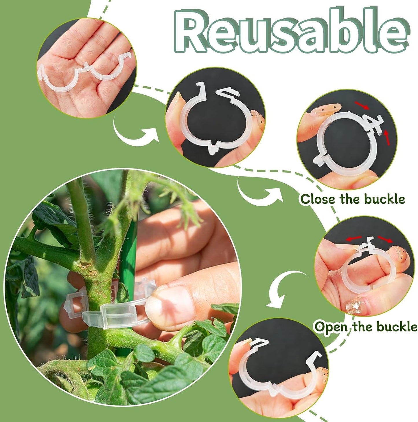 300 PCS Plant Support Garden Clips,Tomato Vine Clips,Durable Crop Clips in White for Flower Vine Twine Tomato Orchid to Grow Upright and Healthier
