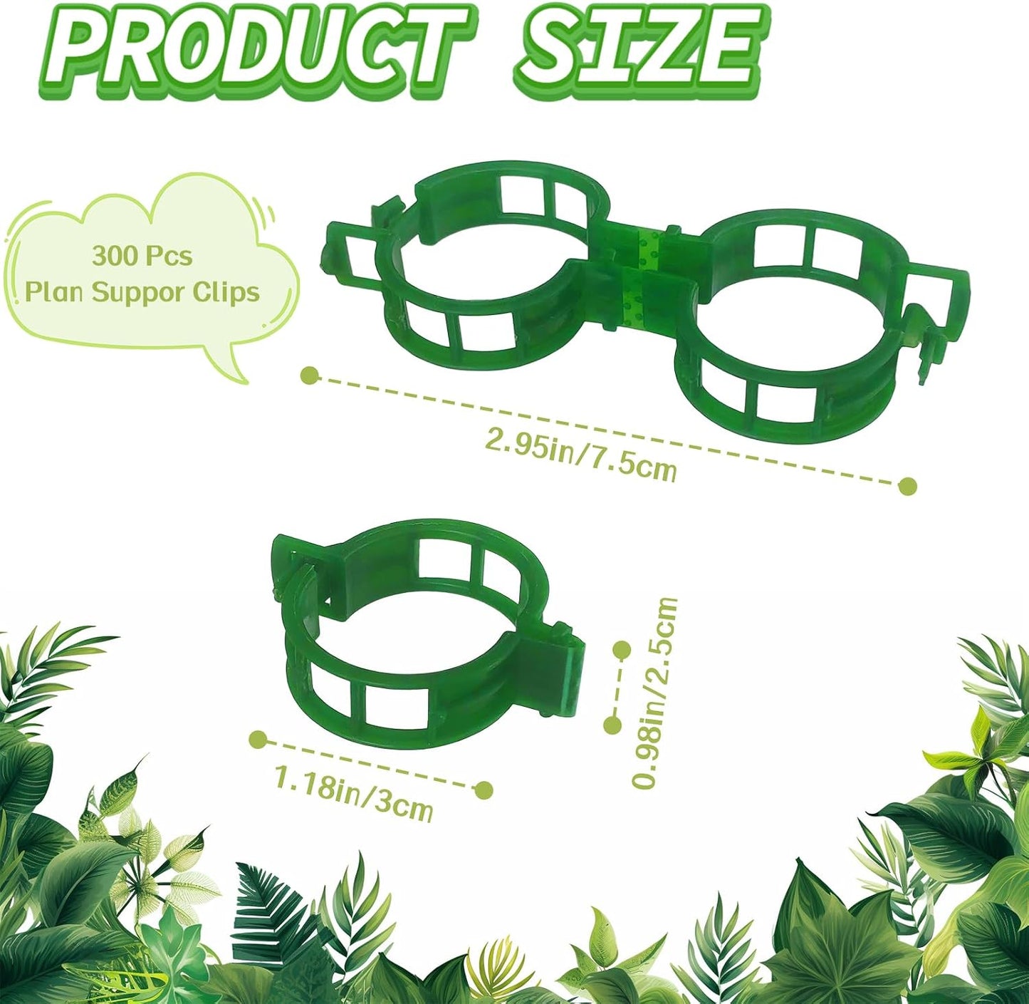 300 PCS Plant Support Garden Clips,Tomato Vine Clips,Durable Crop Clips in White for Flower Vine Twine Tomato Orchid to Grow Upright and Healthier