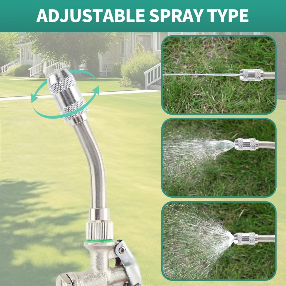 29" Metal Replacement Sprayer Wand,1/4" & 3/8" Brass Barb Sprayer Wand Replacement,Adjustable Nozzle Stainless Steel Spraye r Wand for Weed Garden Car Wash,with Shut off Valve