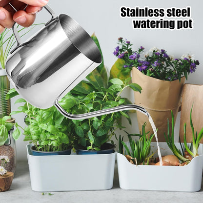 Plant Watering Can, 12 oz / 350 ml Stainless Steel Plant Watering Pot Small Watering Can with Long Spout for Indoor House Plants Flower Bonsai Outdoor Garden