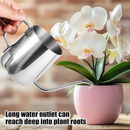Plant Watering Can, 12 oz / 350 ml Stainless Steel Plant Watering Pot Small Watering Can with Long Spout for Indoor House Plants Flower Bonsai Outdoor Garden