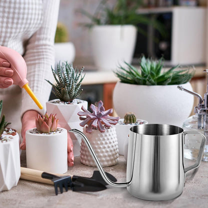 Plant Watering Can, 12 oz / 350 ml Stainless Steel Plant Watering Pot Small Watering Can with Long Spout for Indoor House Plants Flower Bonsai Outdoor Garden