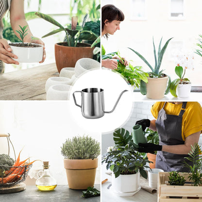 Plant Watering Can, 12 oz / 350 ml Stainless Steel Plant Watering Pot Small Watering Can with Long Spout for Indoor House Plants Flower Bonsai Outdoor Garden
