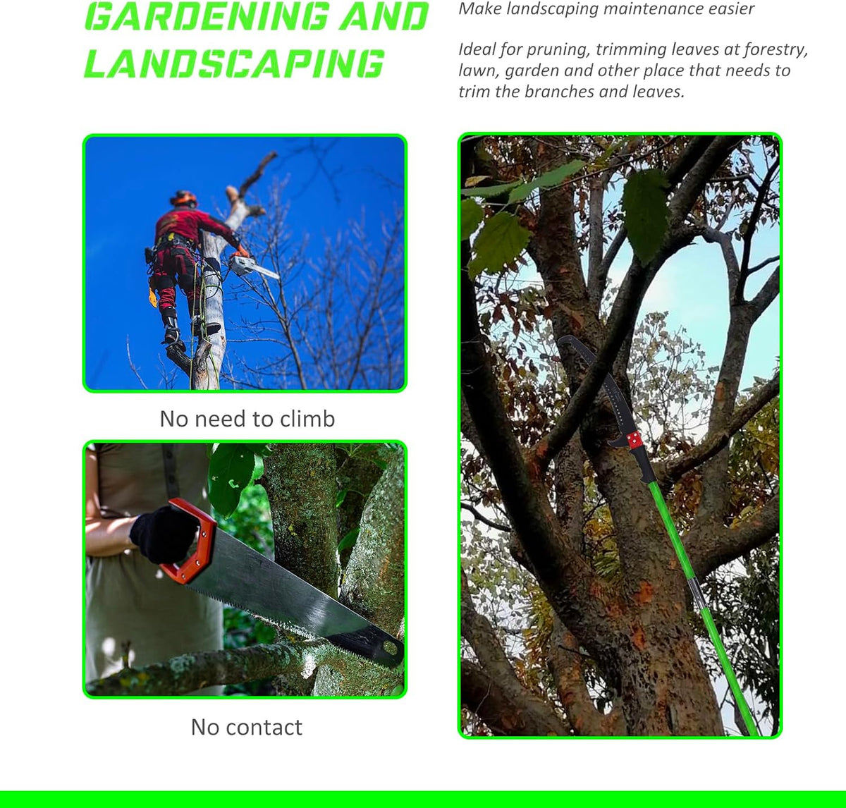 Pole Saw for Tree Trimming - 30.1 FT Extendable Tree Pruner, Long Handle Tree Trimmer, High Reach Branch Cutter, Heavy Duty Pole Pruning Saw, Tree Cutting Tool for Hard-to-Reach Branches