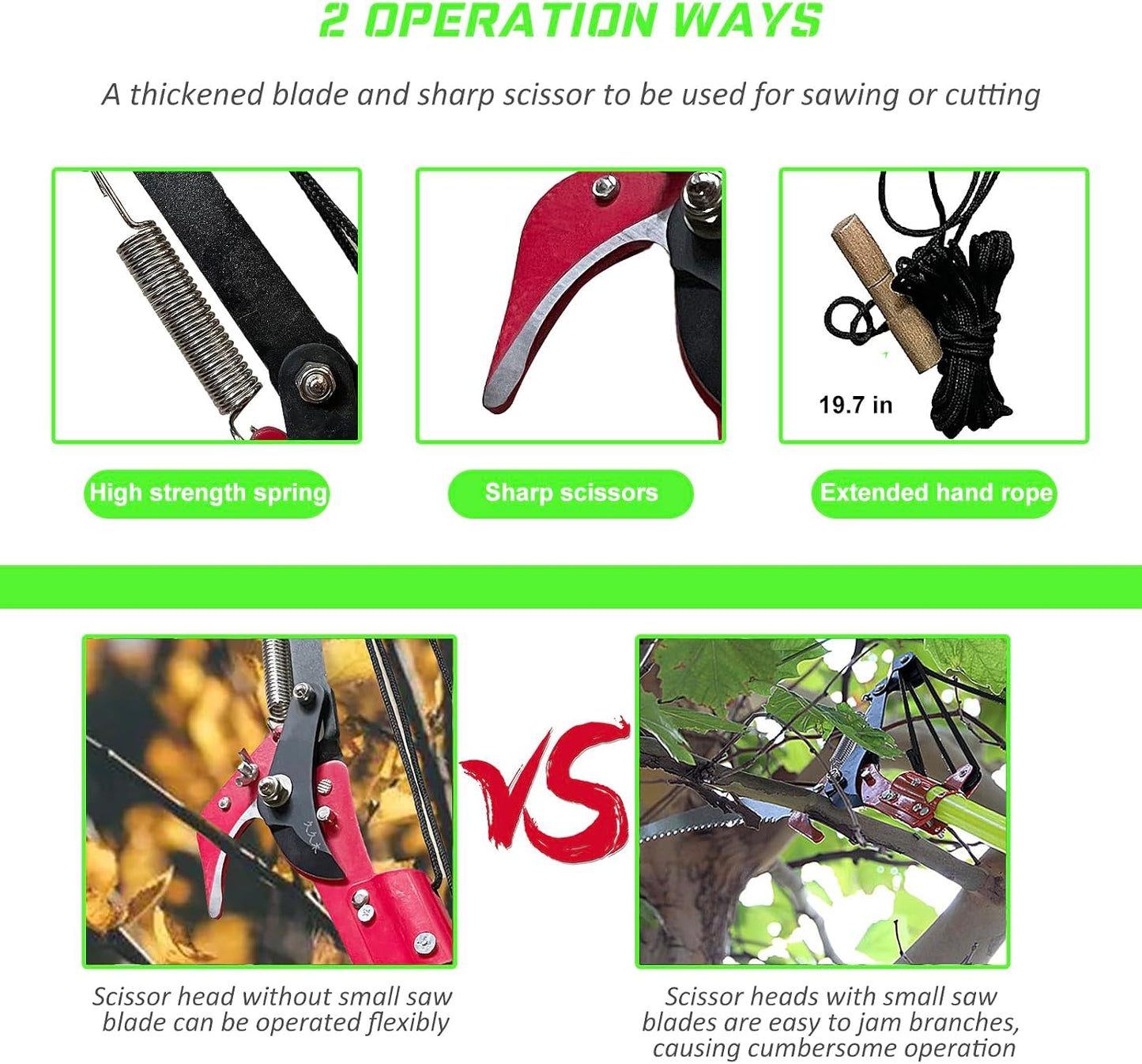 Pole Saw for Tree Trimming - 30.1 FT Extendable Tree Pruner, Long Handle Tree Trimmer, High Reach Branch Cutter, Heavy Duty Pole Pruning Saw, Tree Cutting Tool for Hard-to-Reach Branches