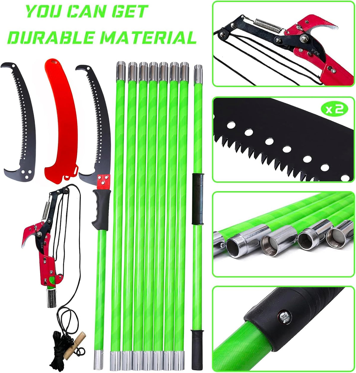 Pole Saw for Tree Trimming - 30.1 FT Extendable Tree Pruner, Long Handle Tree Trimmer, High Reach Branch Cutter, Heavy Duty Pole Pruning Saw, Tree Cutting Tool for Hard-to-Reach Branches