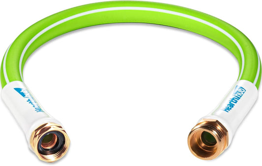 Short Garden Leader Hose - 5/8 Inch Lightweight All-Weather Water Hose - Durable And Flexible, Leakproof Connections, Kink Resistant - Rubber Garden Hose With 3/4" Fittings (1 FT)
