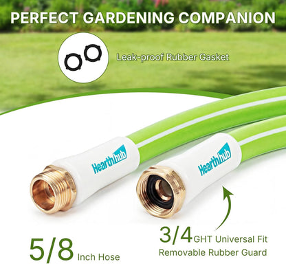Short Garden Leader Hose - 5/8 Inch Lightweight All-Weather Water Hose - Durable And Flexible, Leakproof Connections, Kink Resistant - Rubber Garden Hose With 3/4" Fittings (1 FT)