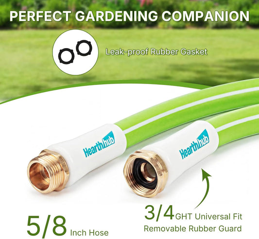 Short Garden Leader Hose - 5/8 Inch Lightweight All-Weather Water Hose - Durable And Flexible, Leakproof Connections, Kink Resistant - Rubber Garden Hose With 3/4" Fittings (1 FT)