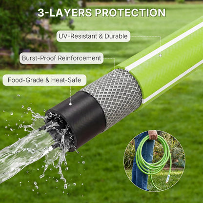 Short Garden Leader Hose - 5/8 Inch Lightweight All-Weather Water Hose - Durable And Flexible, Leakproof Connections, Kink Resistant - Rubber Garden Hose With 3/4" Fittings (1 FT)