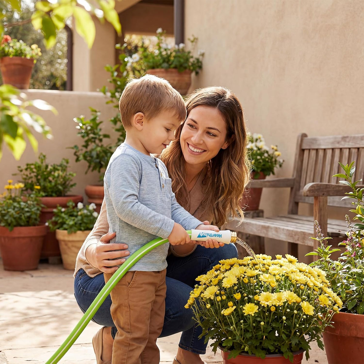 Short Garden Leader Hose - 5/8 Inch Lightweight All-Weather Water Hose - Durable And Flexible, Leakproof Connections, Kink Resistant - Rubber Garden Hose With 3/4" Fittings (1 FT)
