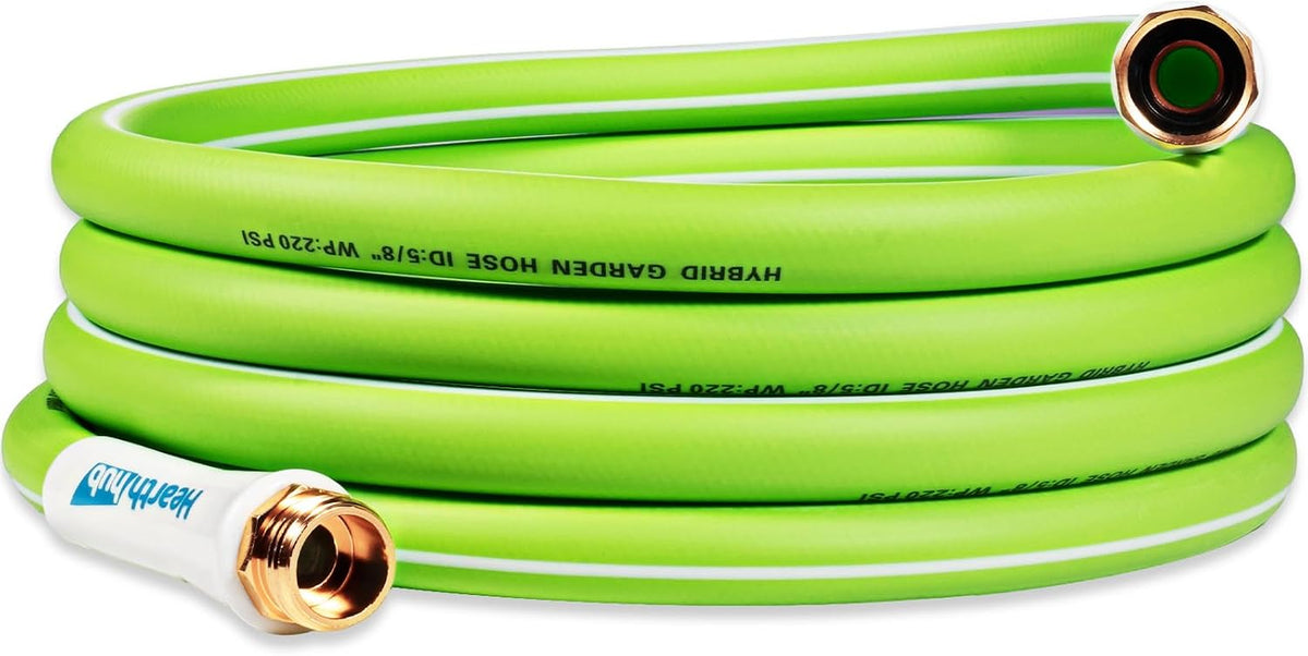Short Garden Leader Hose - 5/8 Inch Lightweight All-Weather Water Hose - Durable And Flexible, Leakproof Connections, Kink Resistant - Rubber Garden Hose With 3/4" Fittings (1 FT)