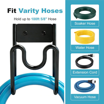 Garden Hose Holder Wall Mount, Heavy Duty Metal Water Hose Hanger for Outside, Sturdy Hose Reel Hooks for Garden, Garage or Yard Storage