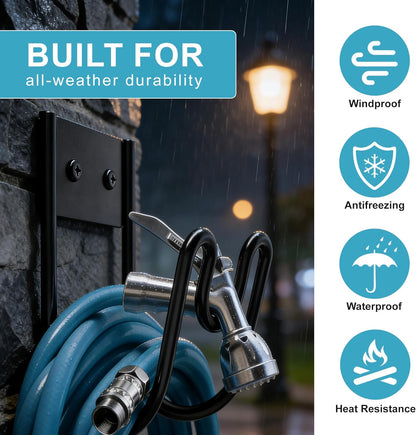 Garden Hose Holder Wall Mount, Heavy Duty Metal Water Hose Hanger for Outside, Sturdy Hose Reel Hooks for Garden, Garage or Yard Storage